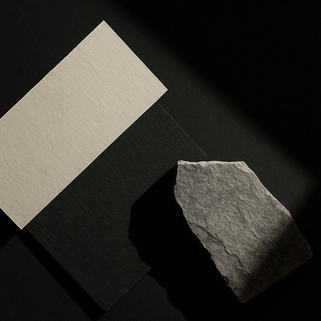 Abstract editorial composition with monochrome textures and geometric forms
